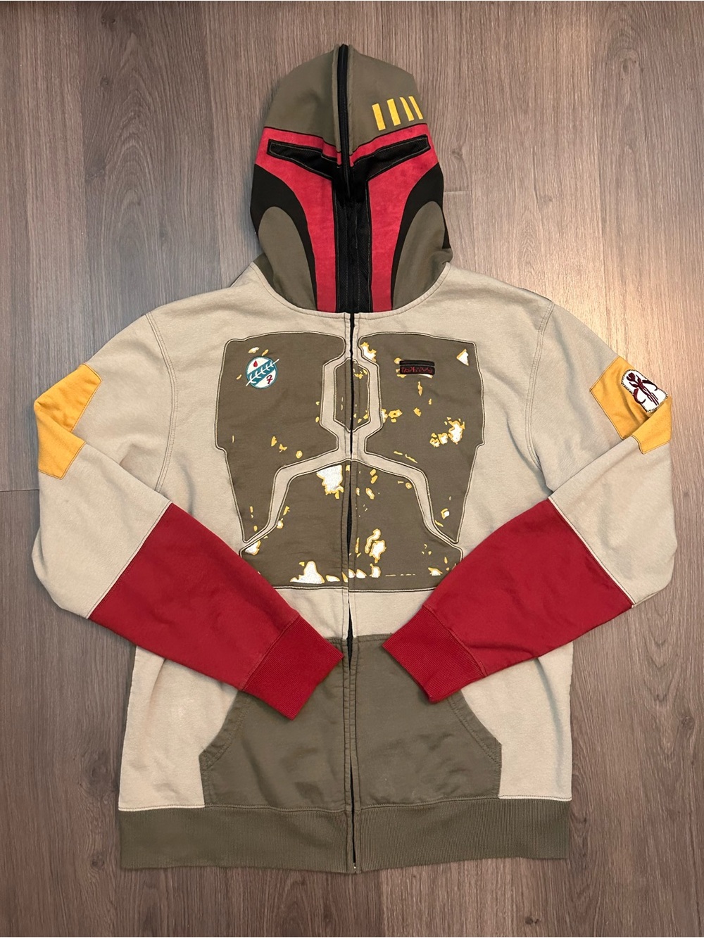 Vintage Star Wars Boba Fett Full Face Zip Up Hoodie Sweatshirt